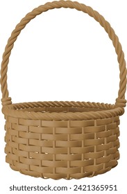 empty wicker basket. isolated 3d basket realistic illustration