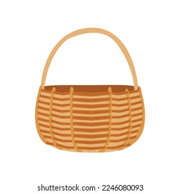 Empty wicker basket isolated on white background. Vector illustration