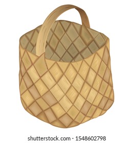 Empty wicker basket on a white background. Vector illustration