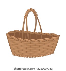 Empty wicker basket on white background