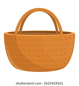 Empty wicker basket standing up with handle, perfect for picnic, easter, or grocery shopping