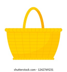 Empty wicker basket. Vector illustration, flat simple style. Isolated