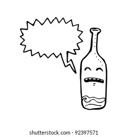 empty wine bottle cartoon character with speech bubble