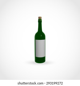 Empty wine bottle with cork. Vector illustration.
