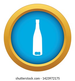 Empty wine bottle icon blue vector isolated on white background for any design
