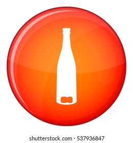 Empty wine bottle icon in red circle isolated on white background vector illustration
