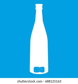 Empty wine bottle icon white isolated on blue background vector illustration