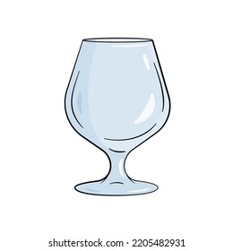 Empty wine glass. Cartoon. Vector illustration