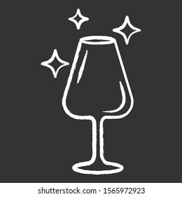 Empty wine glass chalk icon. Crystal glassware shapes, types. Clear glass for dessert and red wine. Alcohol drinking preferences. Table serving service. Isolated vector chalkboard illustration