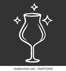 Empty wine glass chalk icon. Crystal glassware shapes, types. Clear glass for dessert and red wine. Alcohol drinking preferences. Table serving service. Isolated vector chalkboard illustration