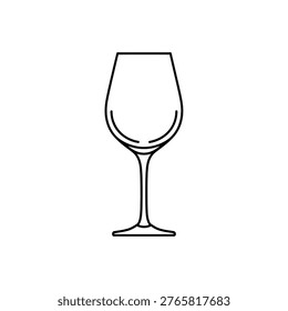 Empty wine glass with long stem and circular base