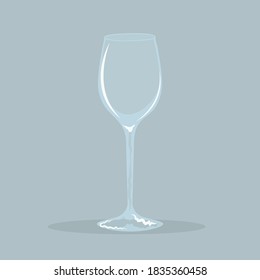 Empty wine glass on a blue background