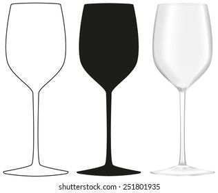 Empty Wine Glass  - Vector Drawing 