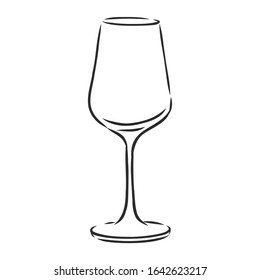 Empty wine glass, vector sketch illustration 