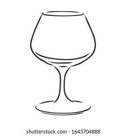 Empty wine glass, vector sketch illustration 