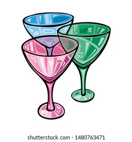 Empty wine glasses isolated on white background
