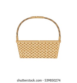 empty winker basket. vector illustration of rattan had made product on white background.