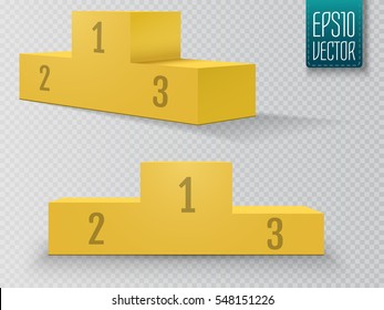 Empty winners podium with first, second and third place for award ceremony. Vector illustration