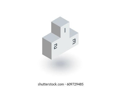 Empty Winners Podium, First, Second, Third Place, Award Ceremony isometric flat icon. 3d vector colorful illustration. Pictogram isolated on white background