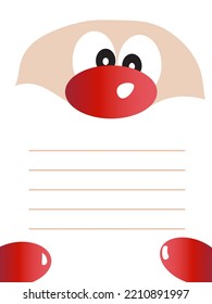 Lista de deseos vacía en manos de Santa Claus.Tarjeta de felicitación de Navidad.Carta de Navidad de plantilla a Santa Claus.Ilustración vectorial.