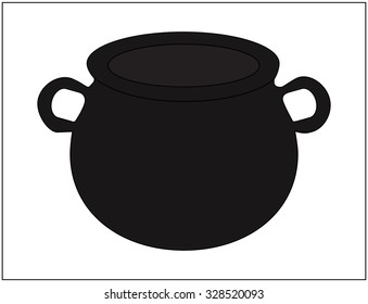 Empty witch cauldron, pot. Cartoon Vector illustration isolated on white background.