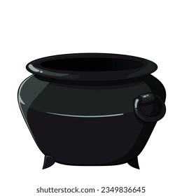 Empty  witch magic pot. Vector object for casual mobile children game, Halloween post card, poster. 