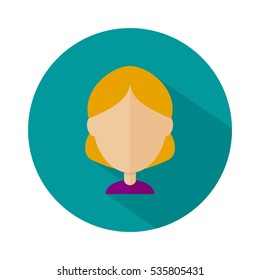 Empty woman face with blonde hair. Template of girl head. Round icon. Vector