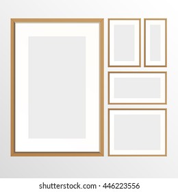 Empty wood frames collage for business