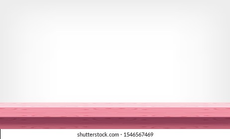 empty wood plank pastel pink for background and copy space, blank table wooden soft pink for decoration room, vintage wood plank pastel, wooden table on grey wall, table wood plank front view, vector