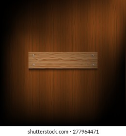 empty wood plate with screw on wood background with light and shadow