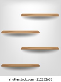 Empty wood shelf modern design on white background, Vector illustration