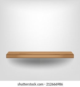 Empty wood shelf on white background, Vector illustration