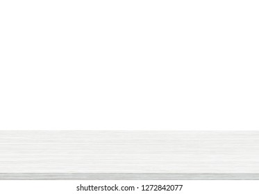 Empty wood table top on white background, Template mock up for display of product