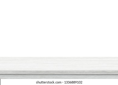 Empty wood table top on white background, Used for display or montage your products