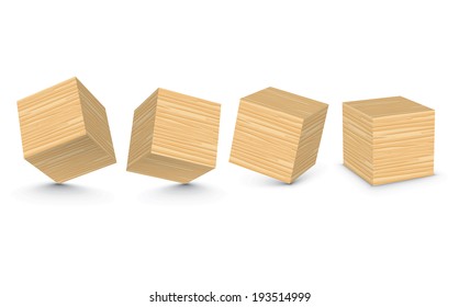 Empty wooden alphabet blocks - vector illustration