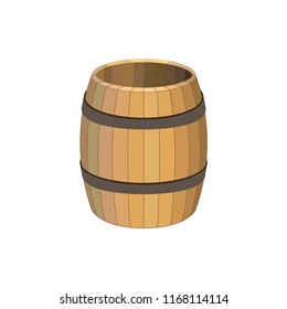 Empty wooden barrel. Vector illustration isolated on white background