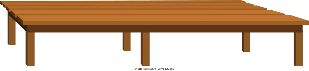 Empty wooden bed vector illustration isolated on white background