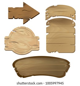 Empty Wooden boards in vector, perfect for various labels or text messages in rustic style. Old wooden texture is good for guide or signpost, can be used as a decoration or separate banner