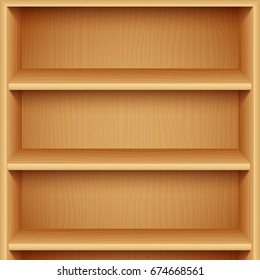 Empty Wooden Bookshelves