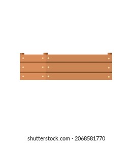Empty wooden box. Farm crate from wood planks for fruits and vegetables. Colored flat vector illustration of joinery isolated on white background.