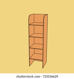 Empty wooden cabinet with shelves. Simple office cupboard. Vector illustration.