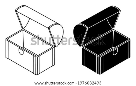 empty wooden chest with open lid icon. Failure to find pirate treasures. Vector