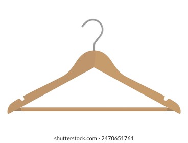 Empty wooden clothes hanger. Vector without gradients and other effects.