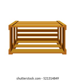 Empty wooden crate for fruits and vegetables. Detailed vector illustration, Isolated. Box for transportation and storage of products