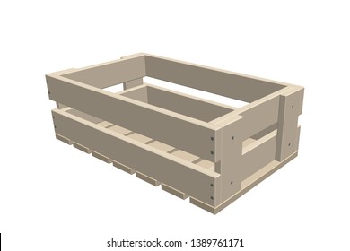 Empty wooden crate. Isolated on white background. 3d Vector illustration.