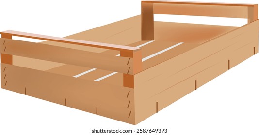 Empty wooden crate standing on corner for storage or shipping