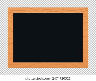 Empty wooden frame isolated on transparent background. Imitation of the wood in cartoon style. Hand drawn vector illustration