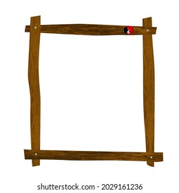 
Empty wooden frame with ladybug