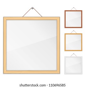 Empty wooden frames with glass, vector eps10 illustration