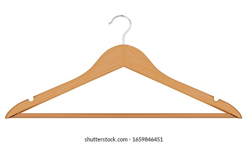 Empty Wooden Hanger On A White Background